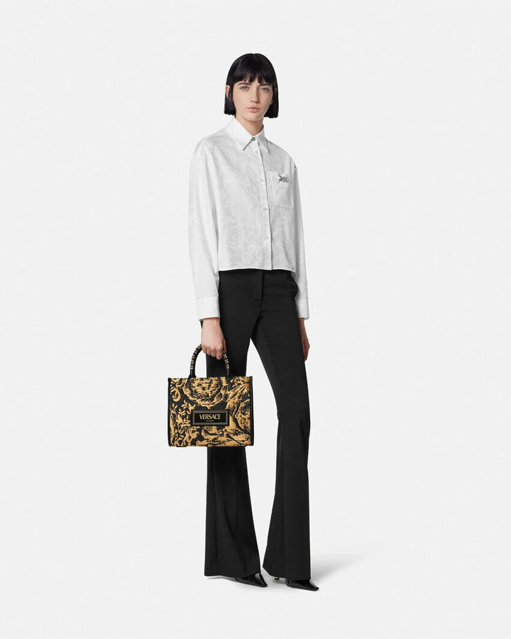 VERSACE BAROCCO ATHENA RAFFIA SMALL TOTE BAG
