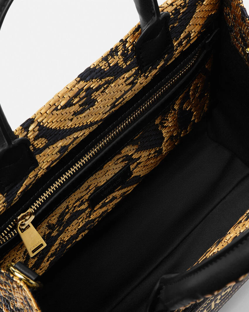 VERSACE BAROCCO ATHENA RAFFIA SMALL TOTE BAG