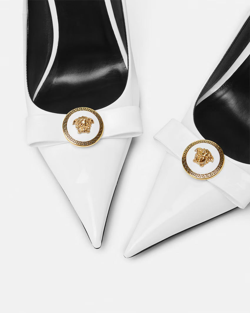 VERSACE Gianni Ribbon Patent Pumps 110 mm