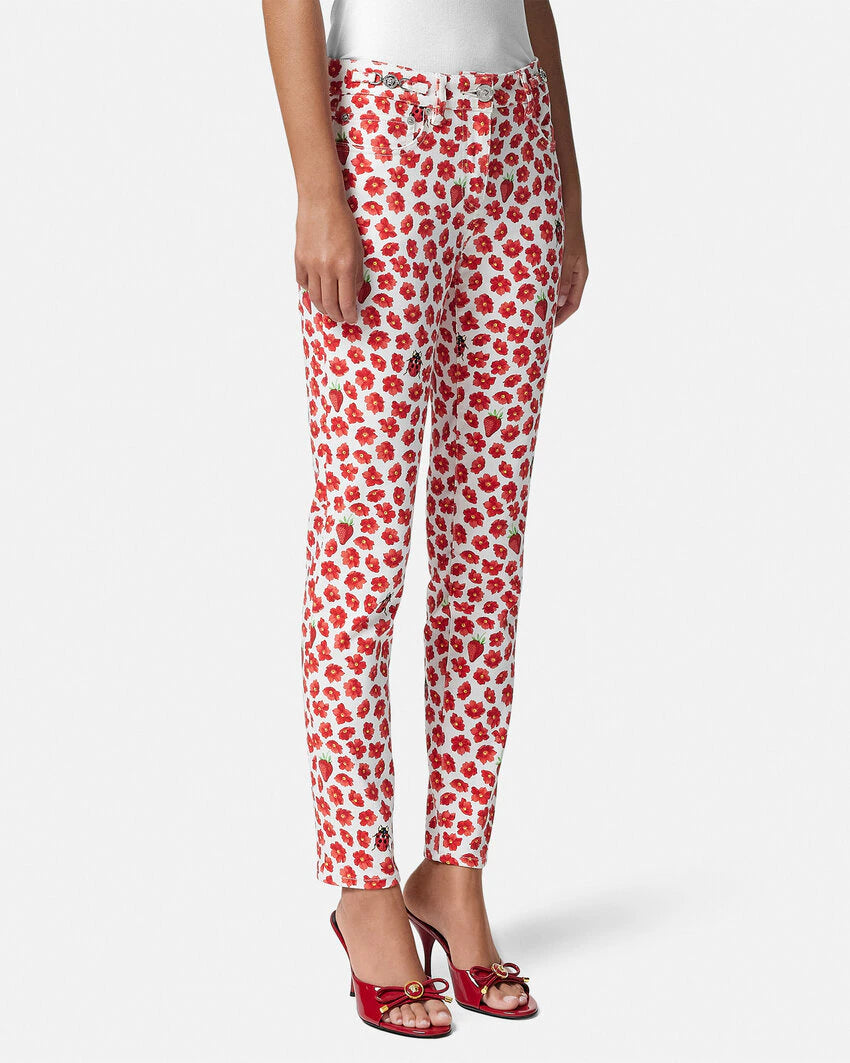 VERSACE STRAWBERRY GARDEN MEDUSA '95 SKINNY JEANS