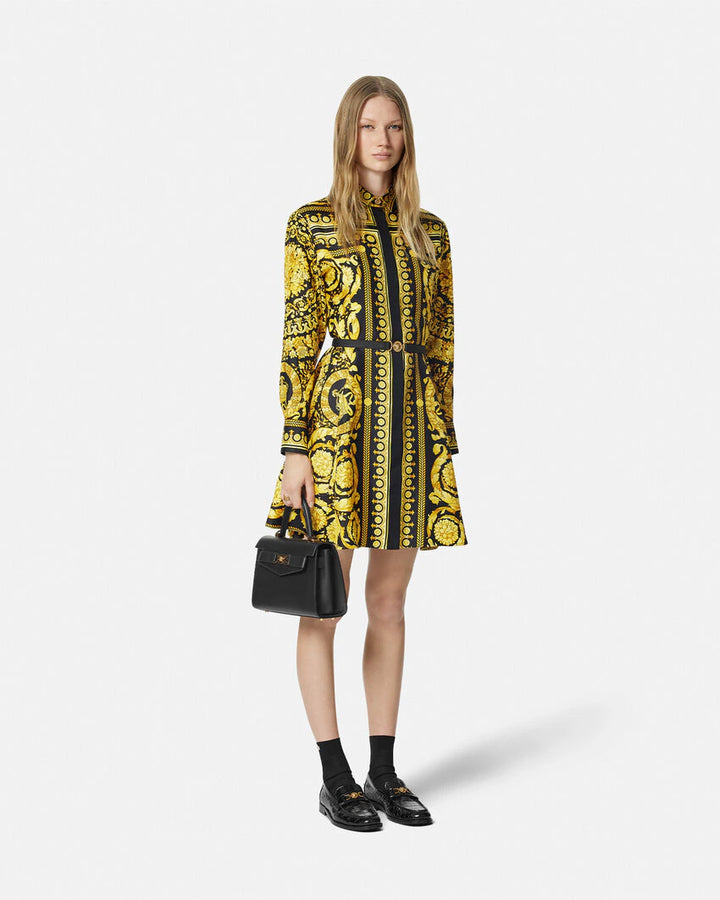 VERSACE BAROCCO SILK MINI SHIRT DRESS