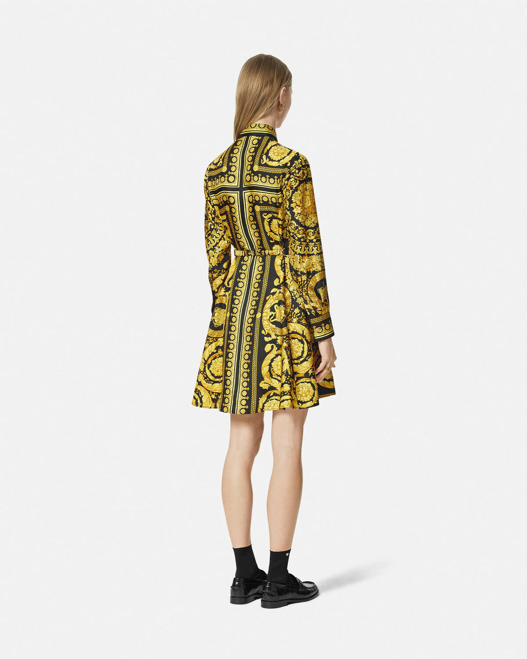 VERSACE BAROCCO SILK MINI SHIRT DRESS