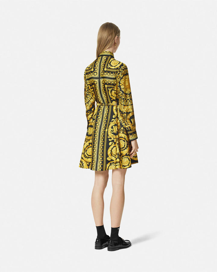 VERSACE BAROCCO SILK MINI SHIRT DRESS