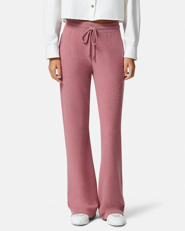 VERSACE WOOL-BLEND FLARED TOWEL PANTS