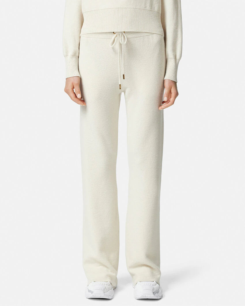 VERSACE WOOL-BLEND FLARED TOWEL PANTS