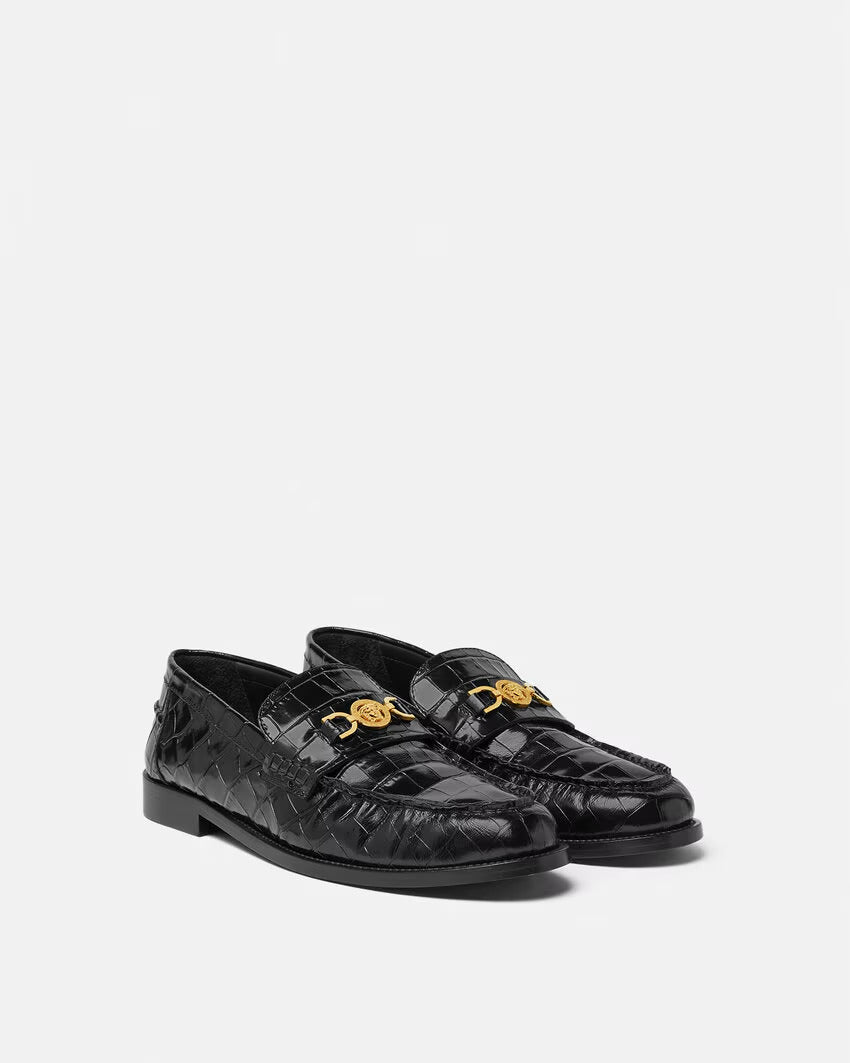 VERSACE Croc-Effect Medusa '95 Loafers