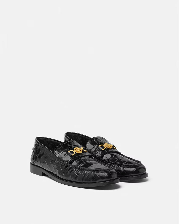 VERSACE Croc-Effect Medusa '95 Loafers