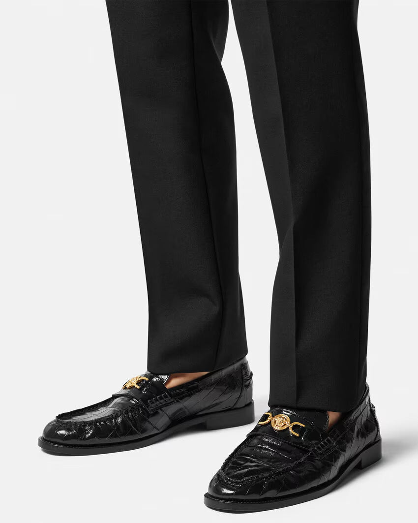 VERSACE Croc-Effect Medusa '95 Loafers