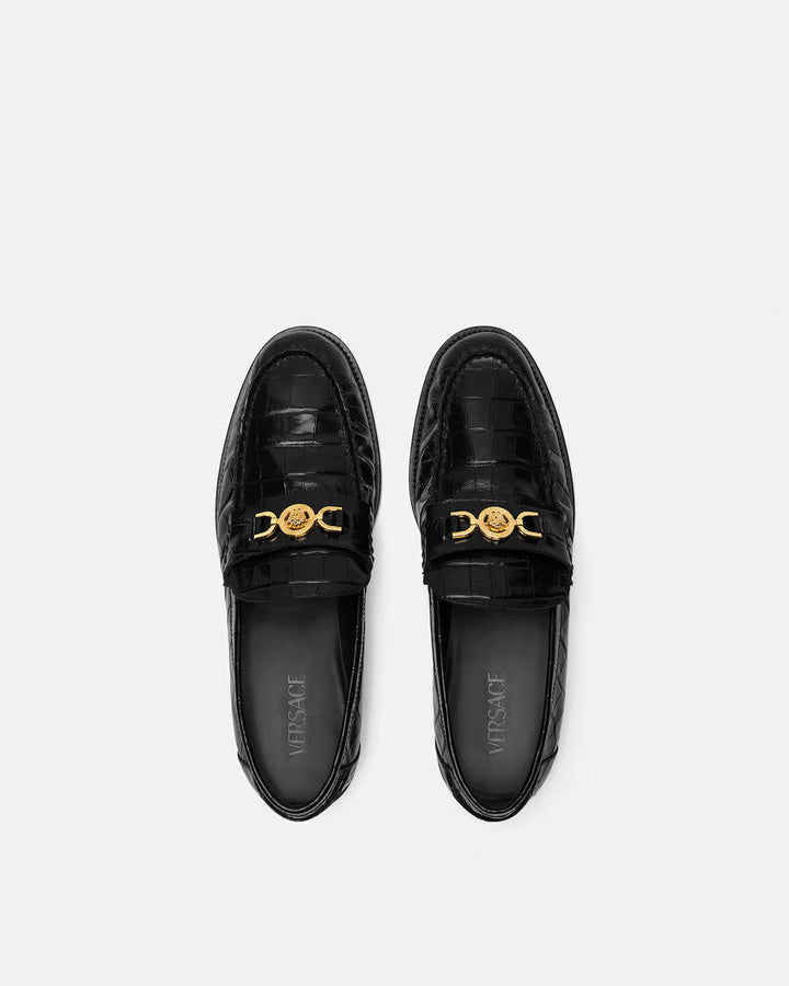 VERSACE Croc-Effect Medusa '95 Loafers