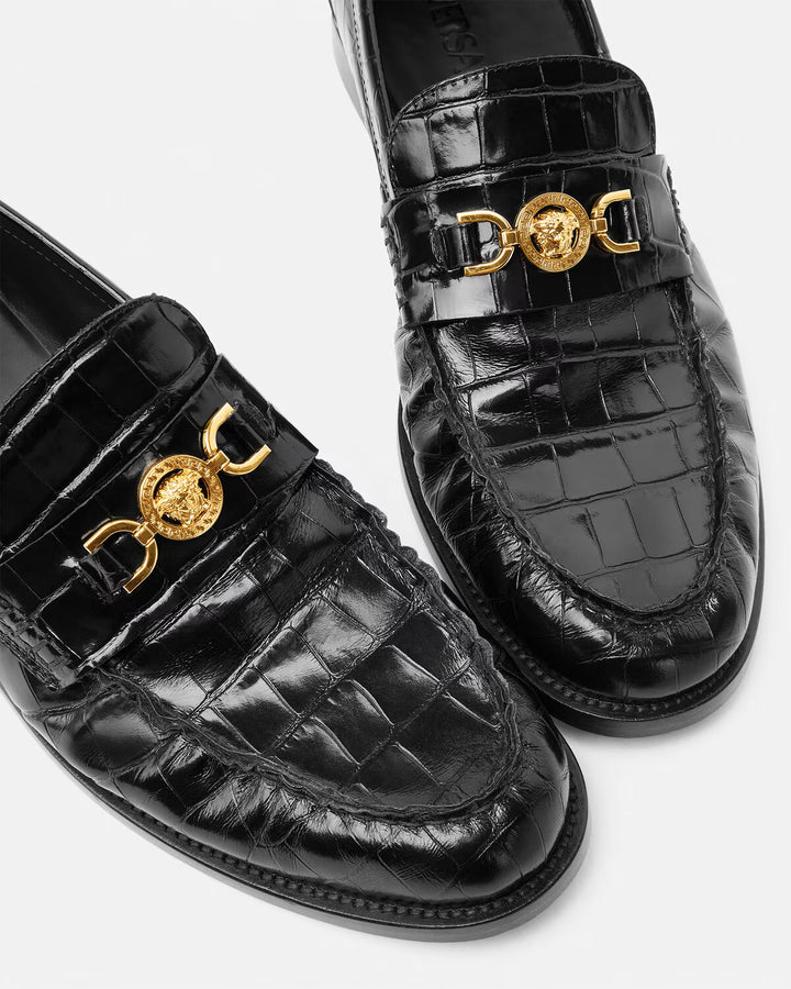 VERSACE Croc-Effect Medusa '95 Loafers