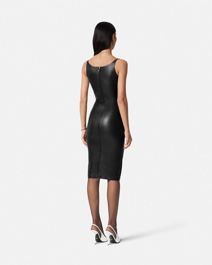 VERSACE MEDUSA '95 CORSET LEATHER MIDI DRESS