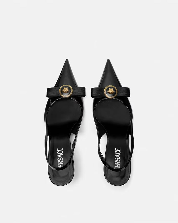 VERSACE Gianni Ribbon Slingback Pumps 85 mm