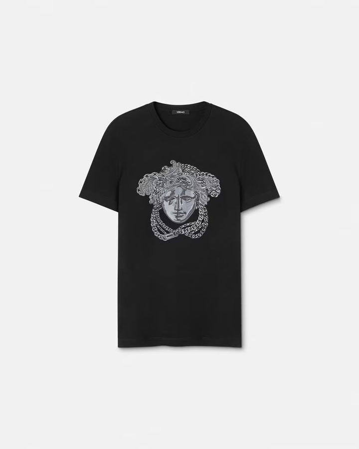 Versace EMBROIDERED CRYSTAL MEDUSA T-SHIRT
