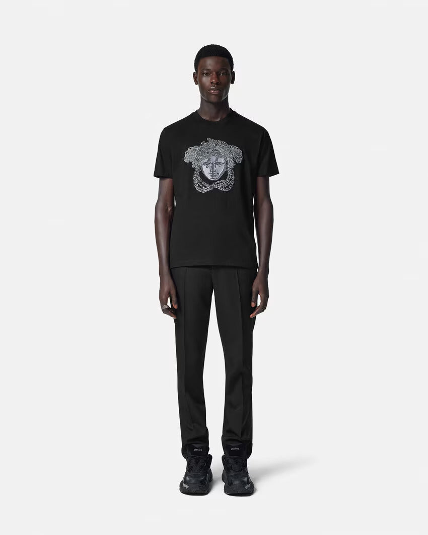 Versace EMBROIDERED CRYSTAL MEDUSA T-SHIRT