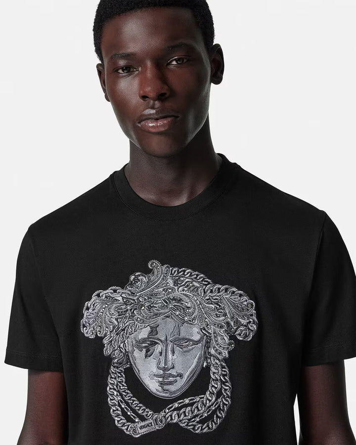 Versace EMBROIDERED CRYSTAL MEDUSA T-SHIRT