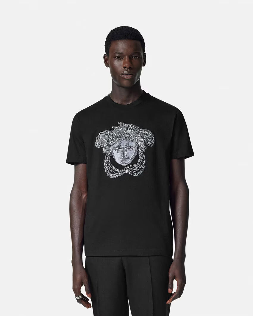 Versace EMBROIDERED CRYSTAL MEDUSA T-SHIRT