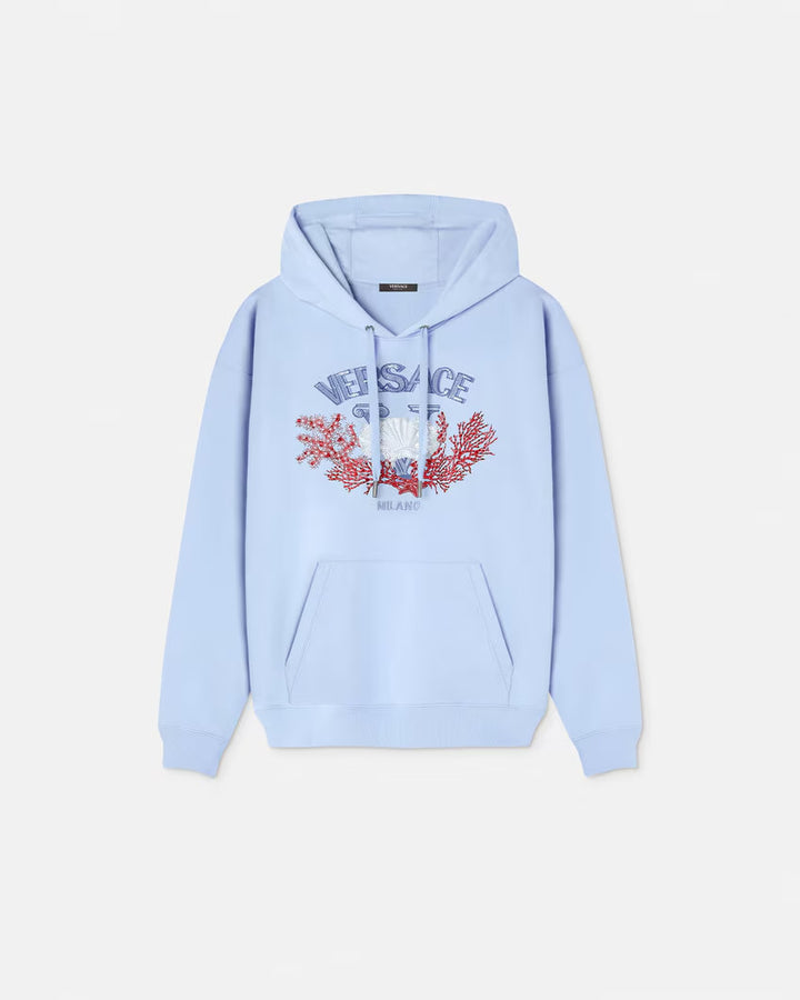 Versace EMBROIDERED UNIVERSITY CORAL HOODIE