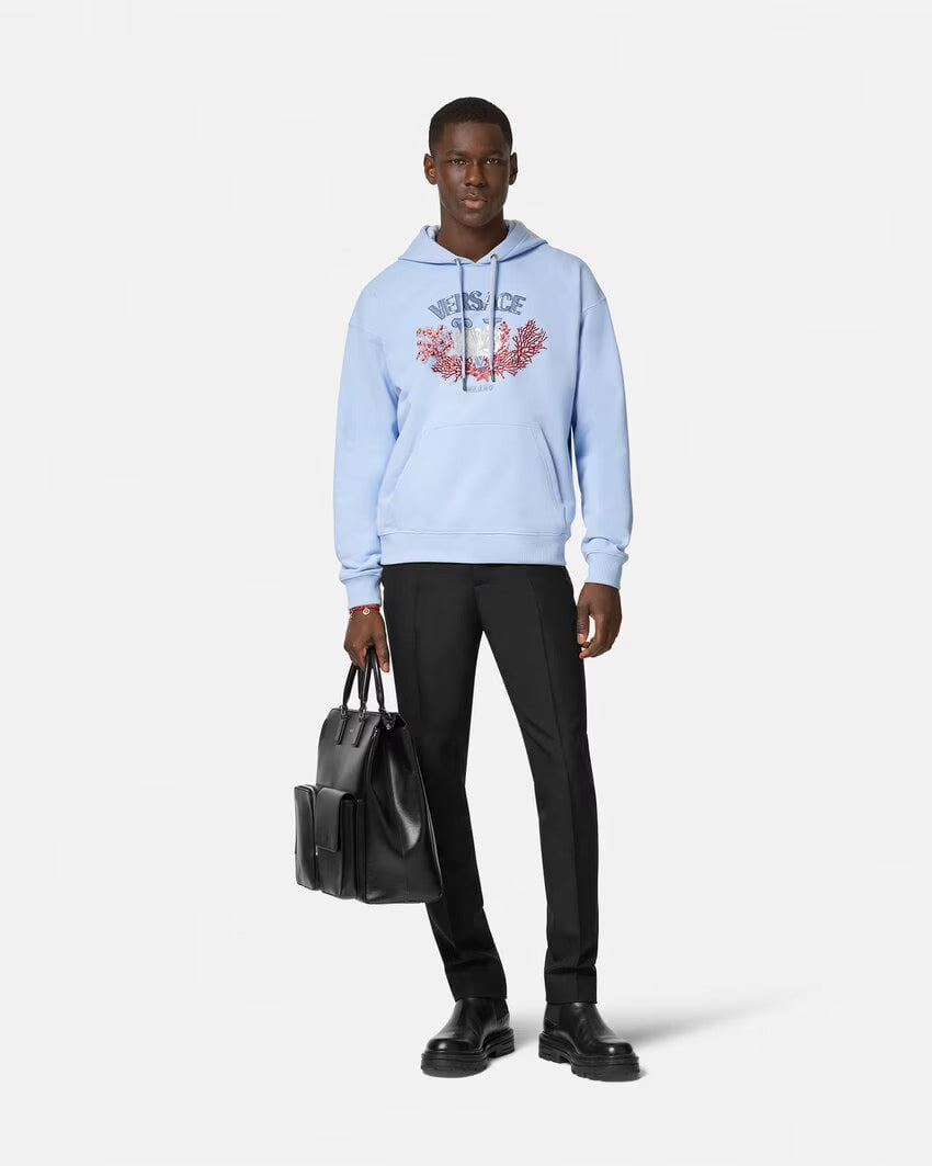 Versace EMBROIDERED UNIVERSITY CORAL HOODIE