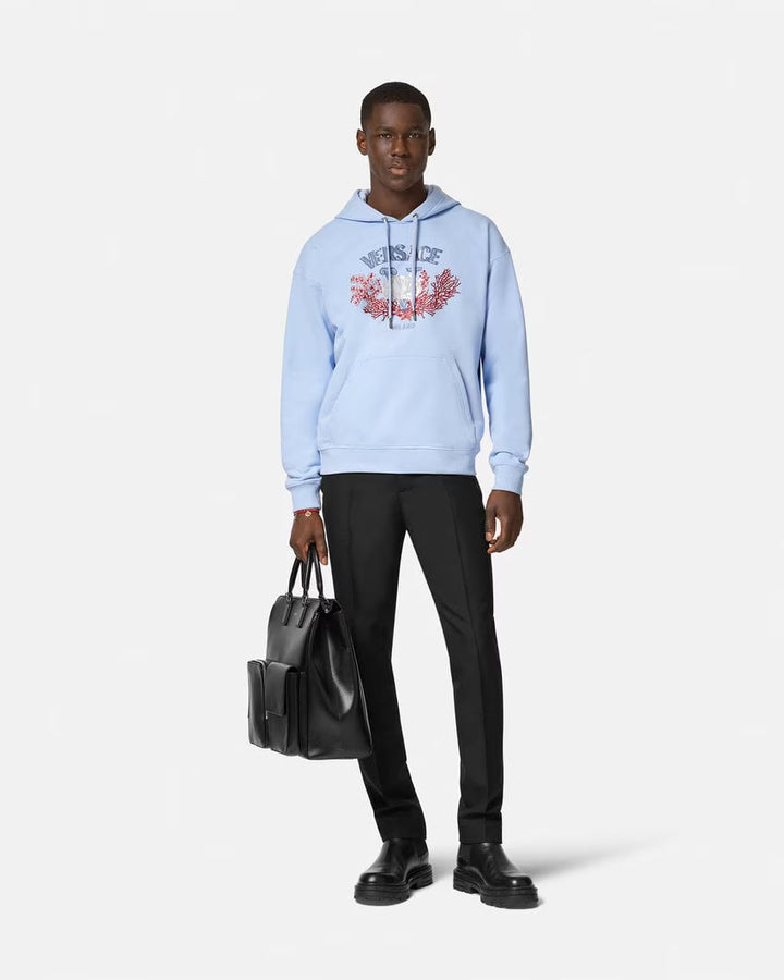 Versace EMBROIDERED UNIVERSITY CORAL HOODIE