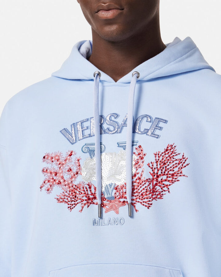 Versace EMBROIDERED UNIVERSITY CORAL HOODIE