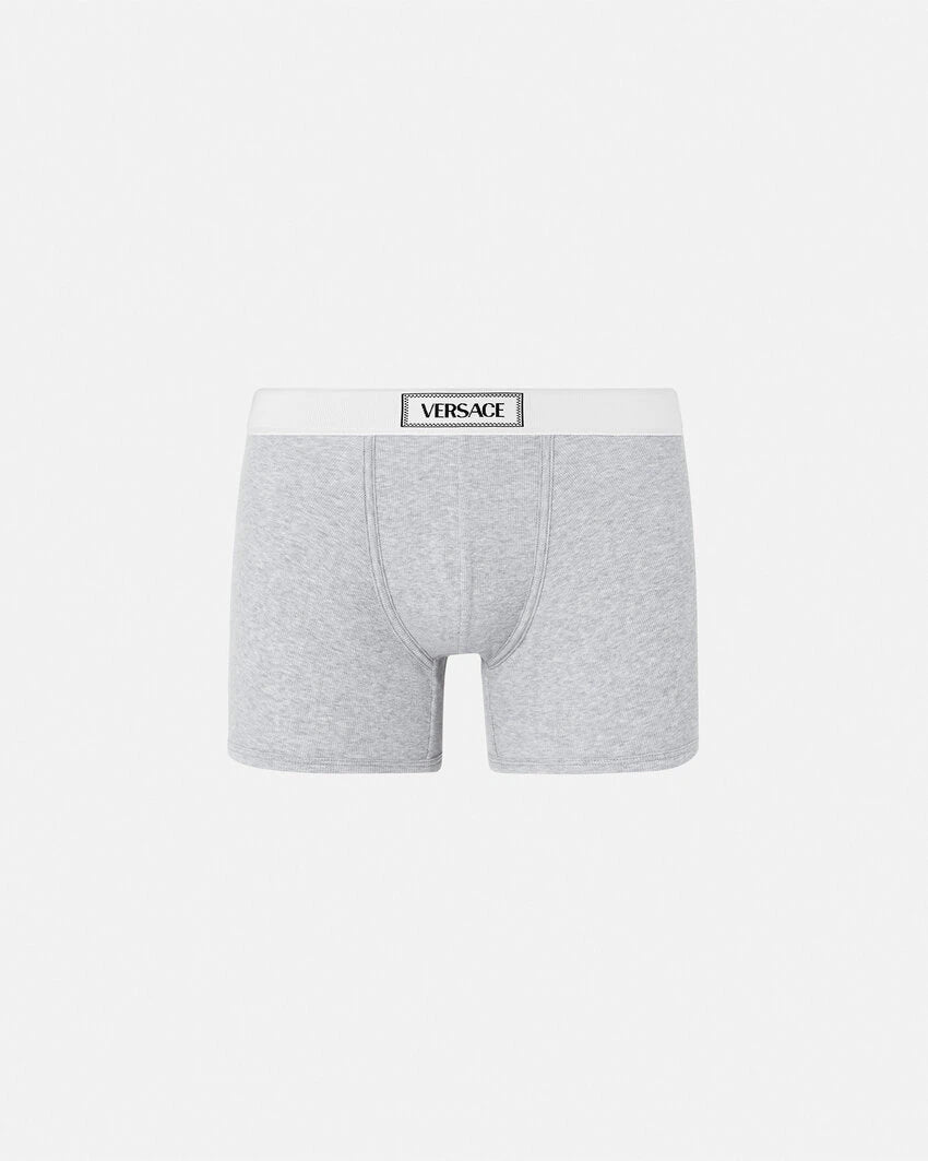 VERSACE 90S VINTAGE LOGO RIBBED LONG TRUNKS