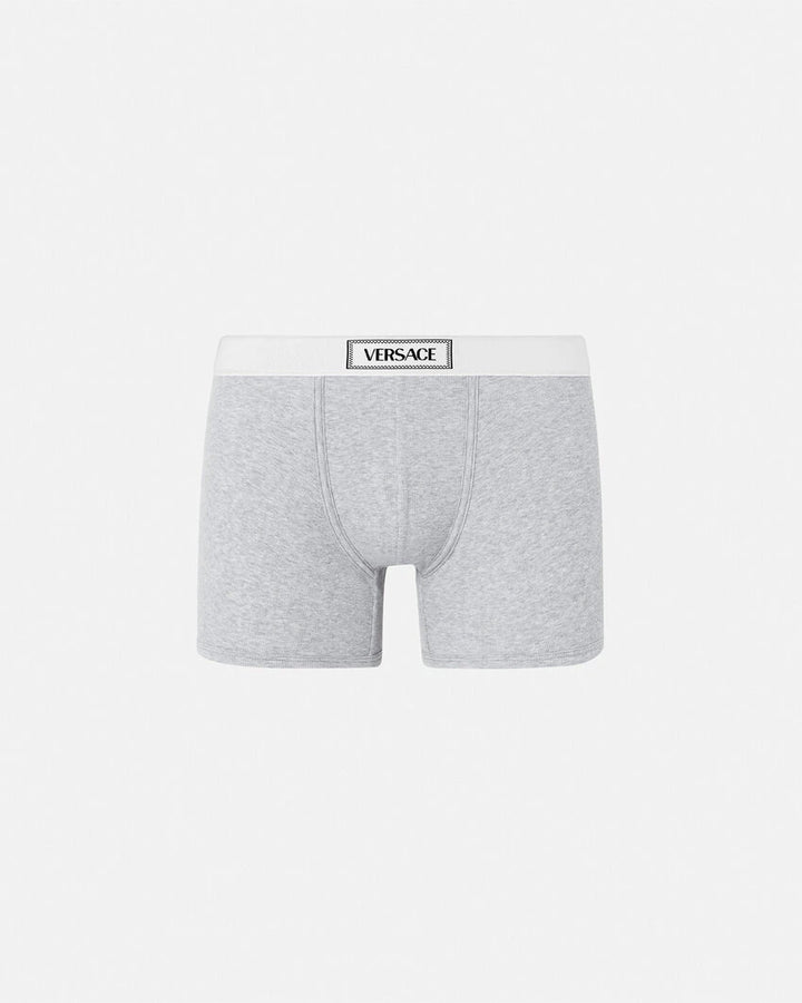 VERSACE 90S VINTAGE LOGO RIBBED LONG TRUNKS