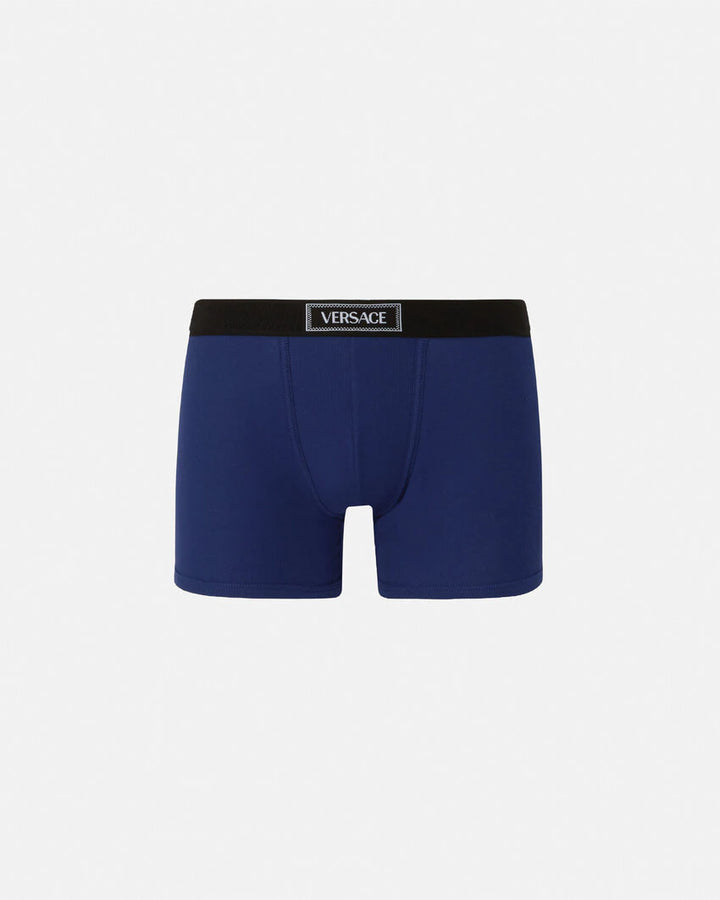VERSACE 90S VINTAGE LOGO RIBBED LONG TRUNKS