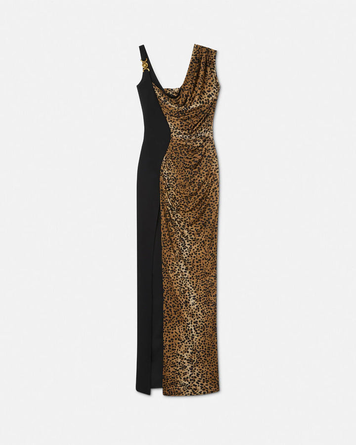 VERSACE LEOPARD MEDUSA '95 DRAPED GOWN