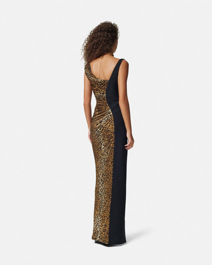 VERSACE LEOPARD MEDUSA '95 DRAPED GOWN