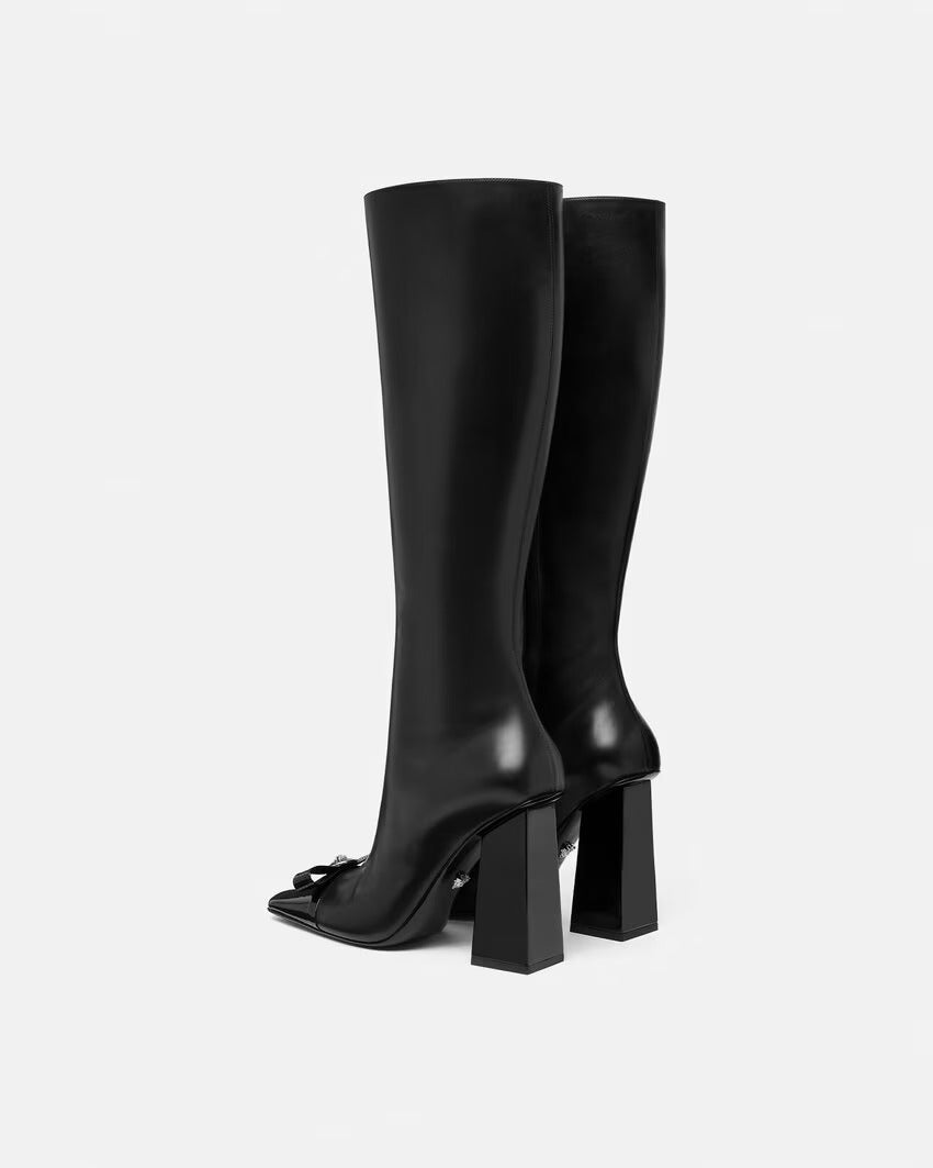 VERSACE Gianni Ribbon Leather Boots 105 mm