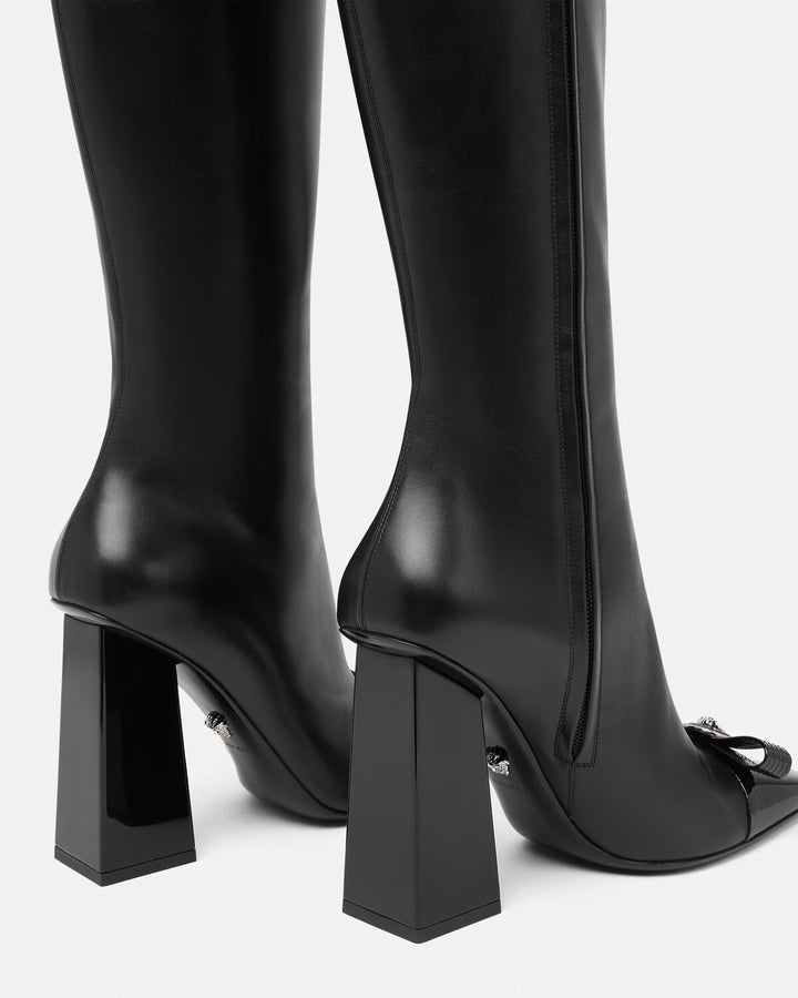 VERSACE Gianni Ribbon Leather Boots 105 mm