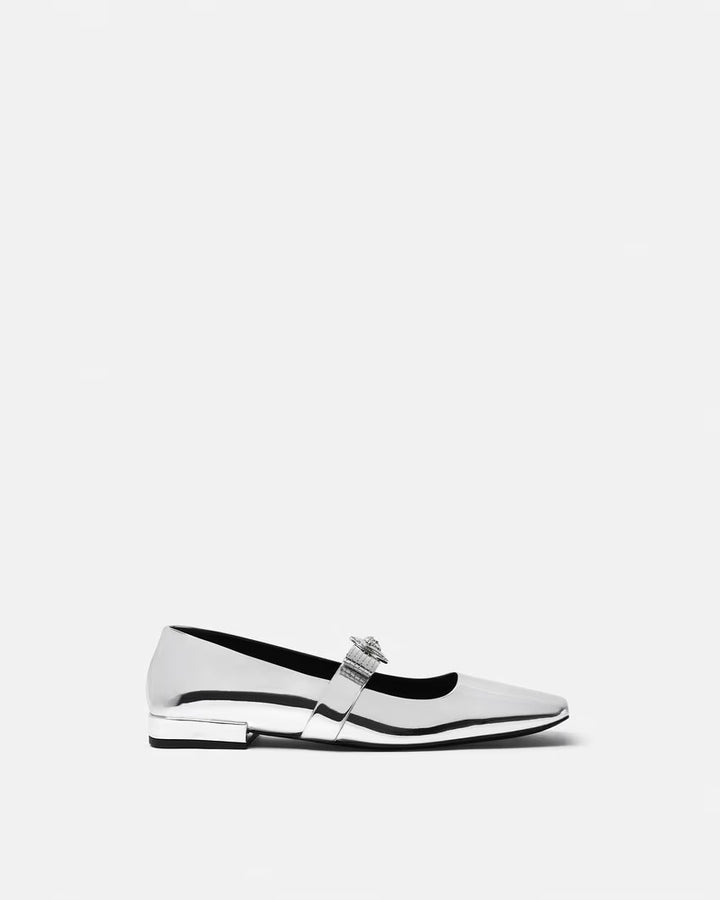 GUCCI Gianni Ribbon Metallic Ballerinas