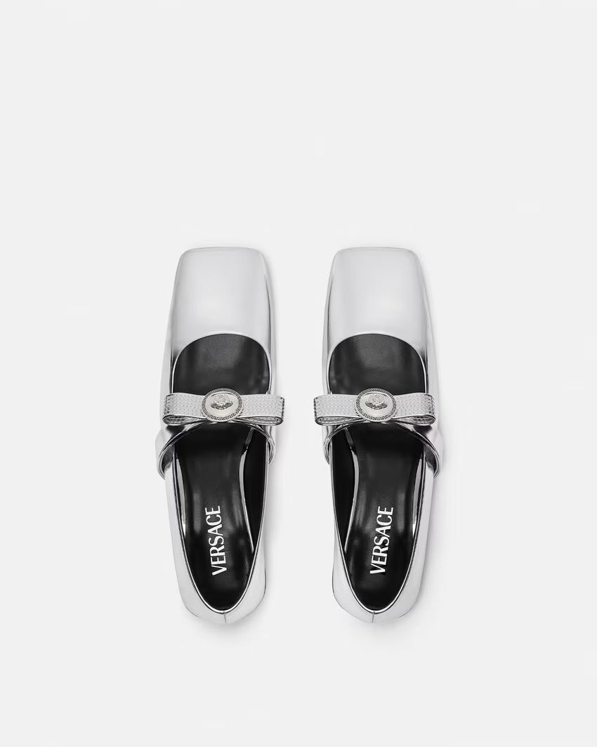 GUCCI Gianni Ribbon Metallic Ballerinas