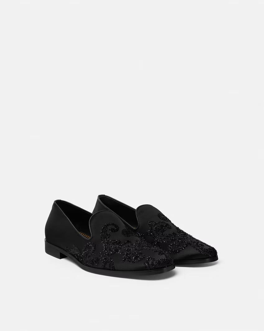 VERSACE Embroidered Barocco Medusa Slippers