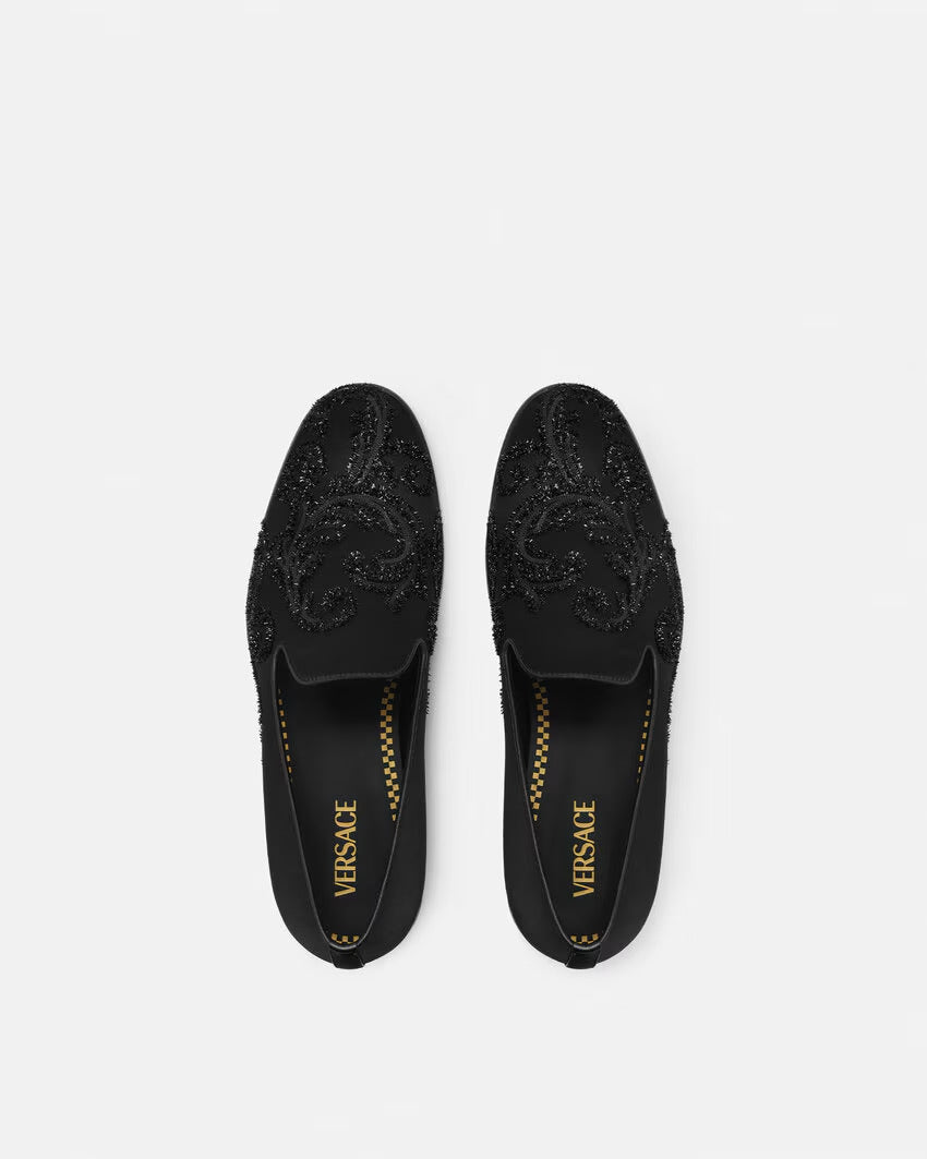 VERSACE Embroidered Barocco Medusa Slippers