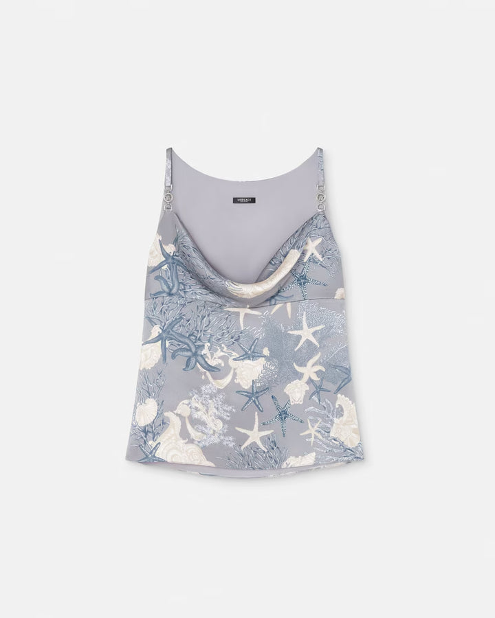 Versace BAROCCO SEA SILK COWL CAMISOLE TOP