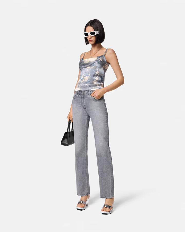 Versace BAROCCO SEA SILK COWL CAMISOLE TOP