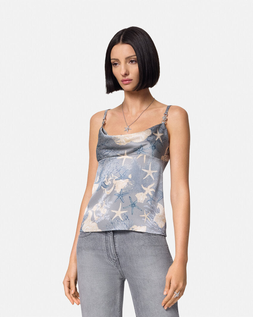 Versace BAROCCO SEA SILK COWL CAMISOLE TOP