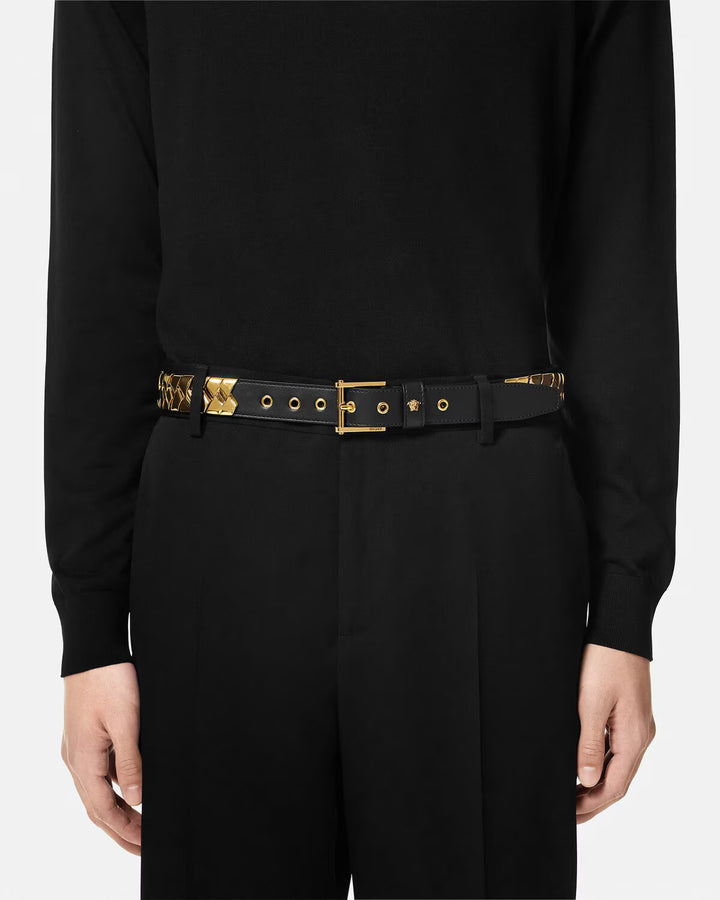 VERSACE Bind Leather Belt 1.2"