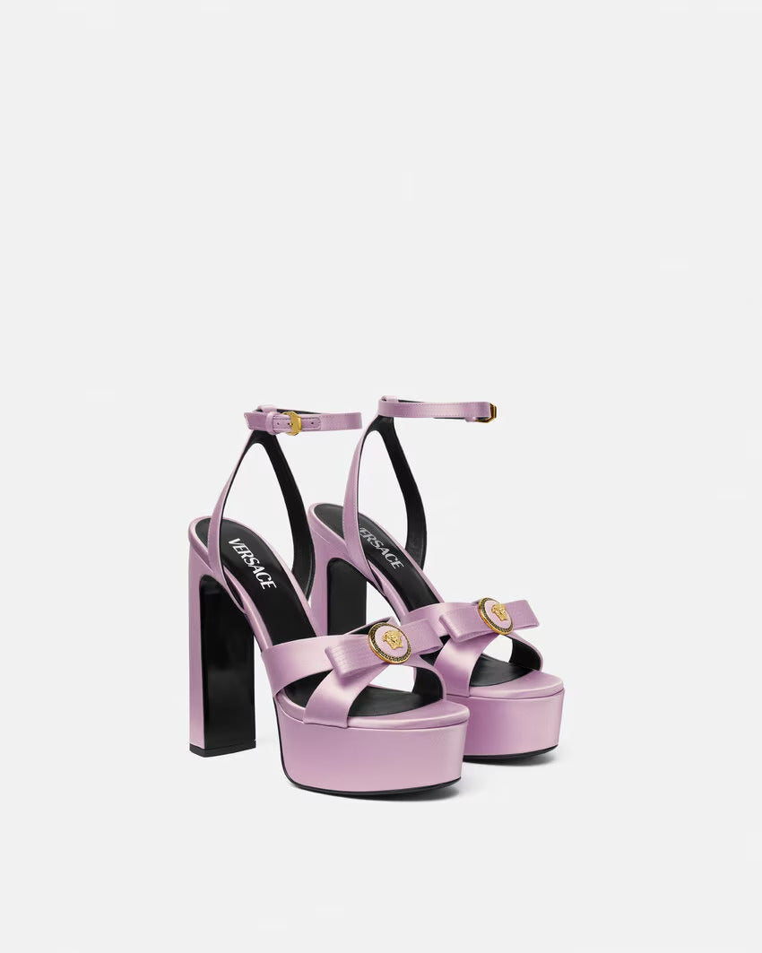 VERSACE Gianni Ribbon Satin Sandals 140 mm
