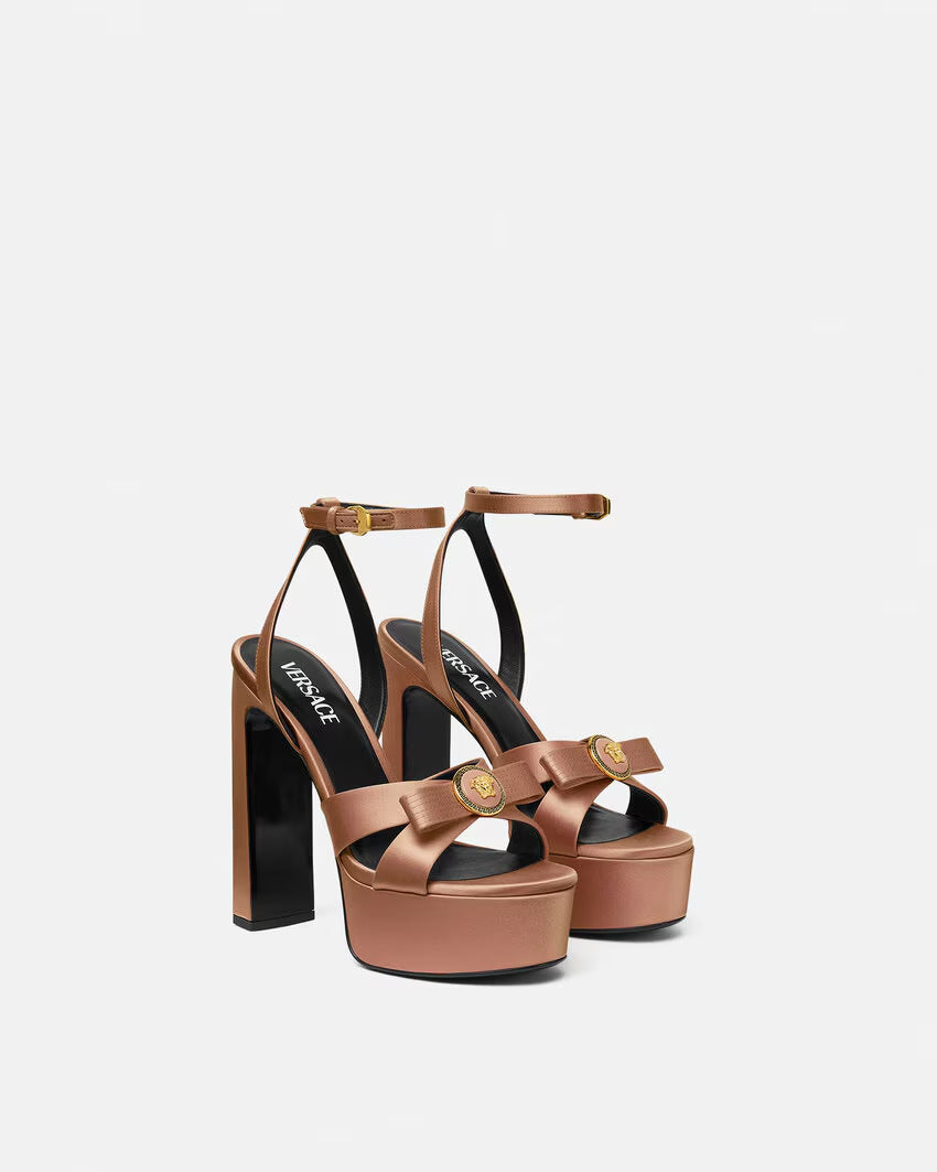 VERSACE Gianni Ribbon Satin Sandals 140 mm
