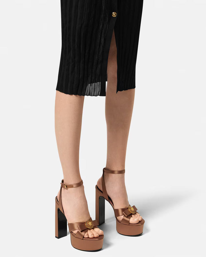 VERSACE Gianni Ribbon Satin Sandals 140 mm