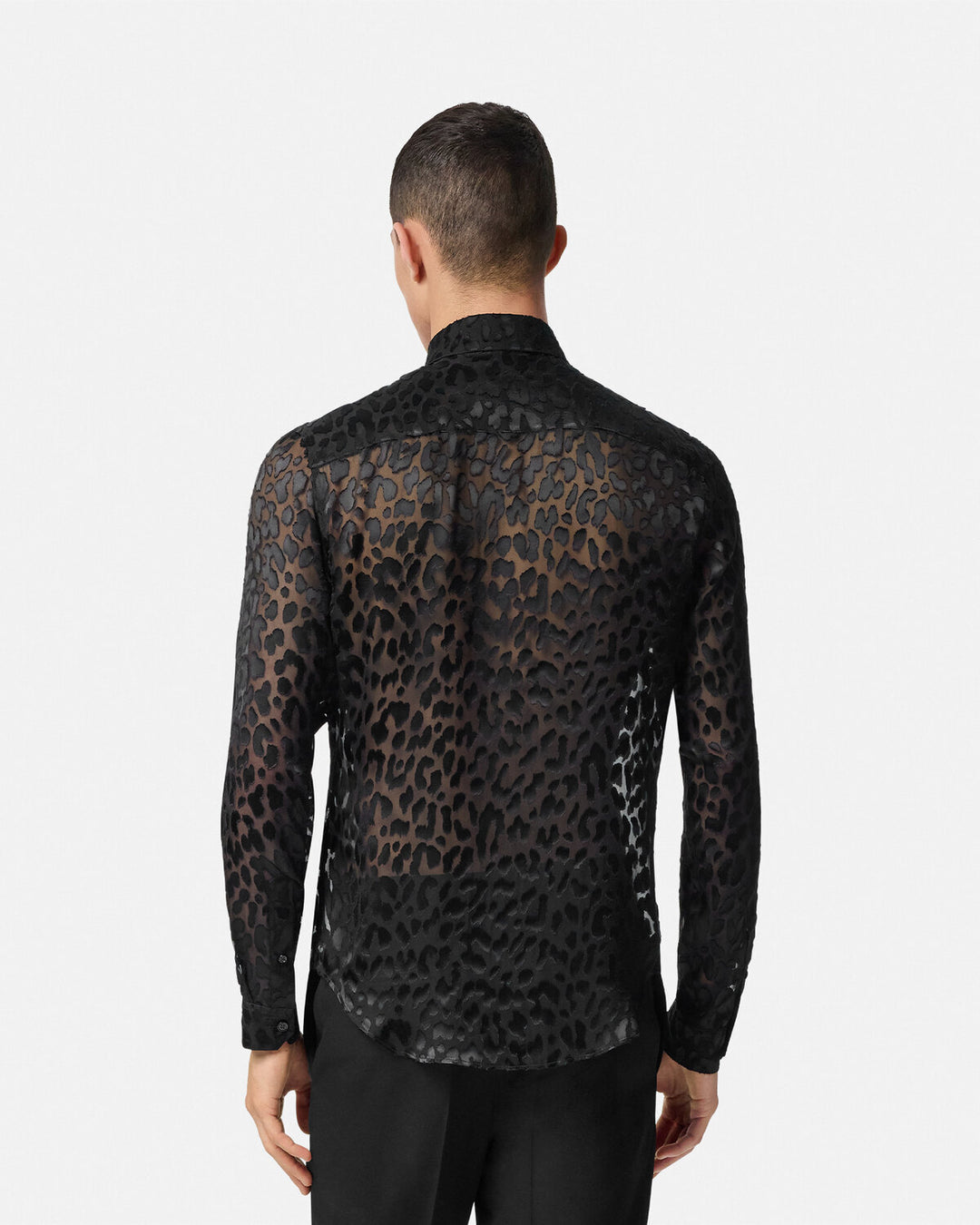 Versace LEOPARD DEVORÉ SILK-BLEND SHIRT