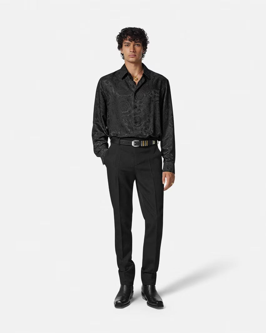 Versace BAROCCO JACQUARD SILK-BLEND SHIRT