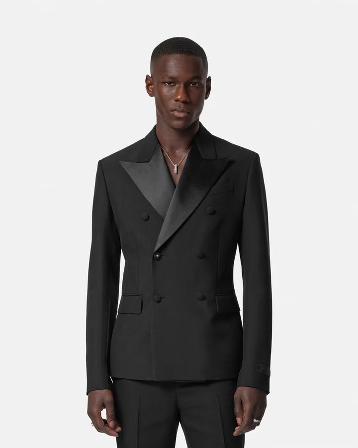 VERSACE Mohair-Blend Double-Breasted Blazer