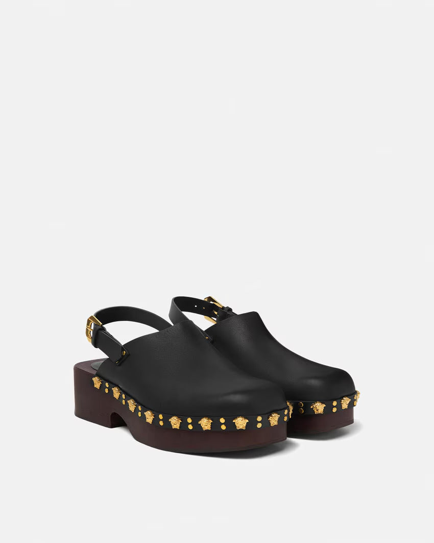 VERSACE Studded Stack Clogs