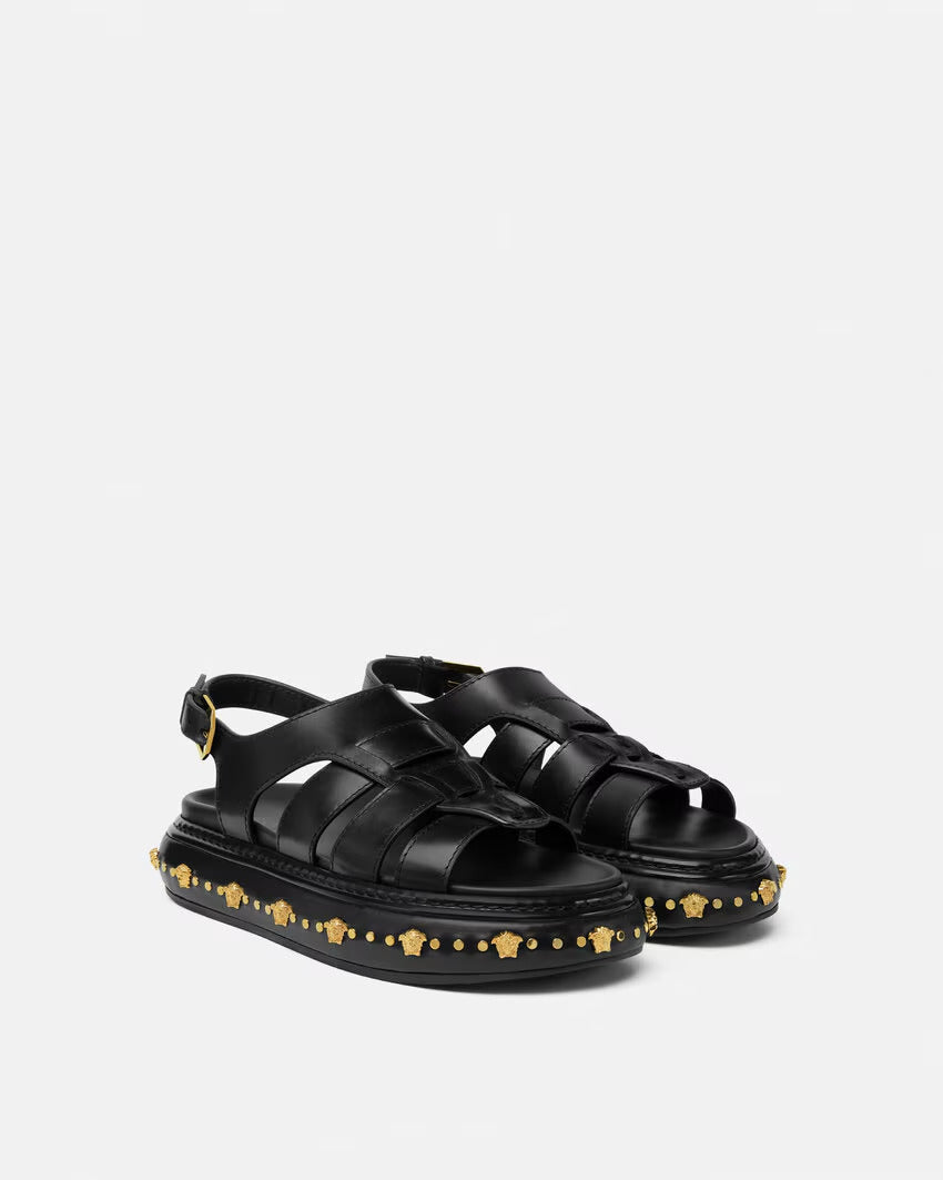 VERSACE Studded Stack Sandals