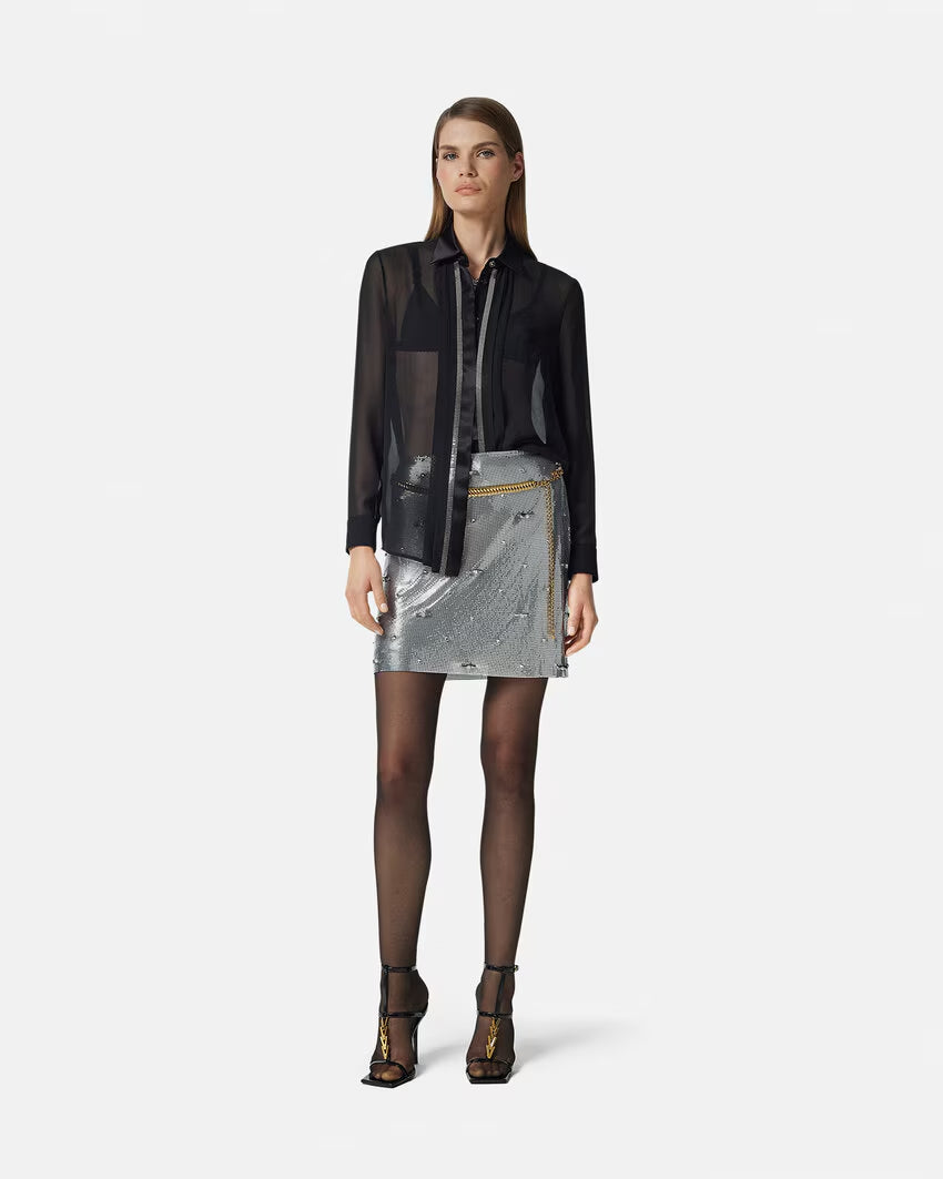 Versace METAL MESH GEORGETTE-SILK SHIRT