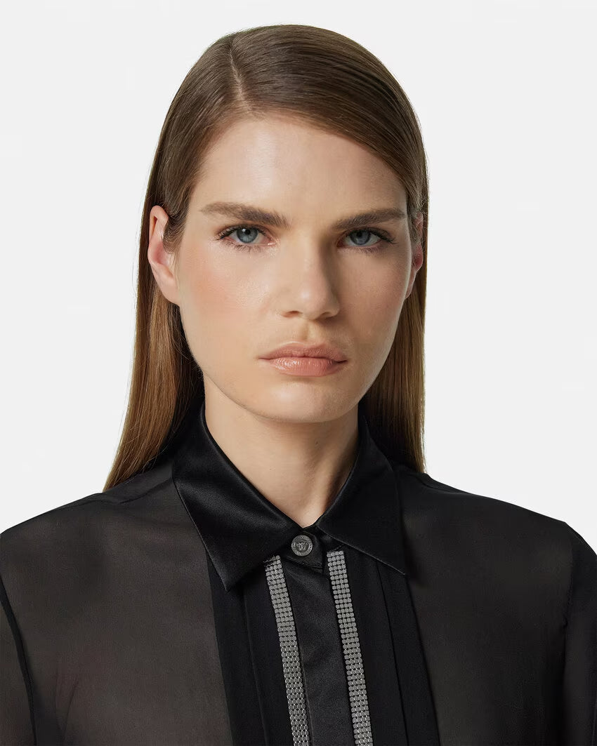 Versace METAL MESH GEORGETTE-SILK SHIRT