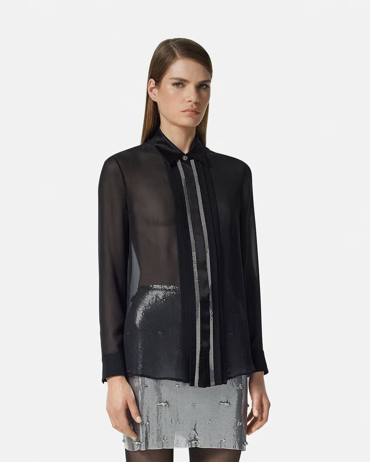 Versace METAL MESH GEORGETTE-SILK SHIRT
